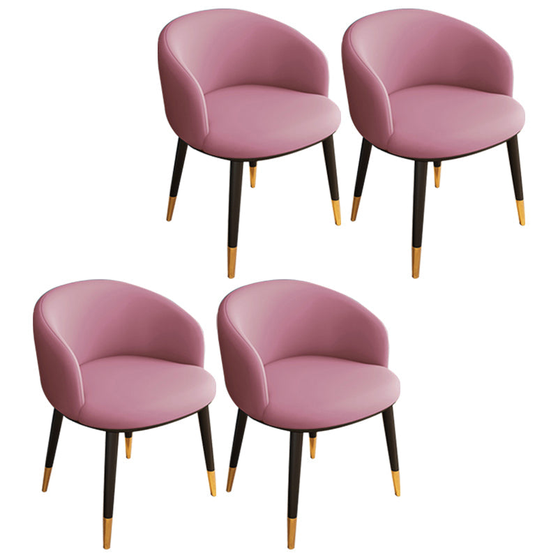 Glam Metal Dining Armless Chair Upholstered Dining Side Chair for Restaurant Pink 4 Piece Set Clearhalo ' kitchen&dining_furn' 'Dining Chairs' 'Dining Tables & Seating' 'dining_chair' 'furn' 'furn_dining_chair' 'Furniture' 'furniture_dining_chair' 'Kitchen & Dining Furniture' 'kitchen' 4118545