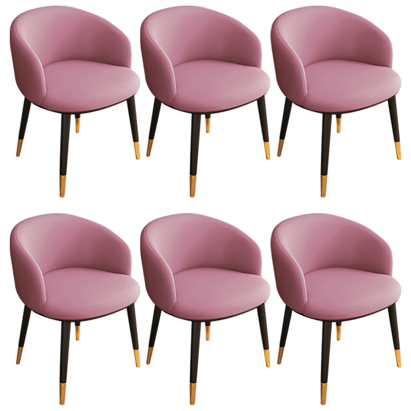 Glam Metal Dining Armless Chair Upholstered Dining Side Chair for Restaurant Pink 6 Piece Set Clearhalo ' kitchen&dining_furn' 'Dining Chairs' 'Dining Tables & Seating' 'dining_chair' 'furn' 'furn_dining_chair' 'Furniture' 'furniture_dining_chair' 'Kitchen & Dining Furniture' 'kitchen' 4118547