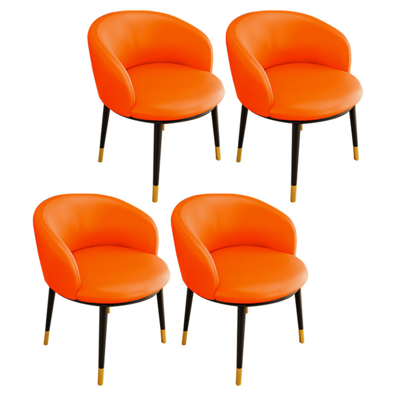 Glam Metal Dining Armless Chair Upholstered Dining Side Chair for Restaurant Orange Red 4 Piece Set Clearhalo ' kitchen&dining_furn' 'Dining Chairs' 'Dining Tables & Seating' 'dining_chair' 'furn' 'furn_dining_chair' 'Furniture' 'furniture_dining_chair' 'Kitchen & Dining Furniture' 'kitchen' 4118557