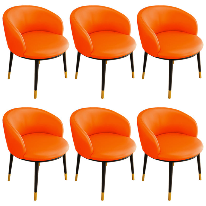 Glam Metal Dining Armless Chair Upholstered Dining Side Chair for Restaurant Orange Red 6 Piece Set Clearhalo ' kitchen&dining_furn' 'Dining Chairs' 'Dining Tables & Seating' 'dining_chair' 'furn' 'furn_dining_chair' 'Furniture' 'furniture_dining_chair' 'Kitchen & Dining Furniture' 'kitchen' 4118560