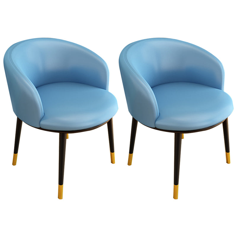 Glam Metal Dining Armless Chair Upholstered Dining Side Chair for Restaurant Light Blue 2 Piece Set Clearhalo ' kitchen&dining_furn' 'Dining Chairs' 'Dining Tables & Seating' 'dining_chair' 'furn' 'furn_dining_chair' 'Furniture' 'furniture_dining_chair' 'Kitchen & Dining Furniture' 'kitchen' 4118562