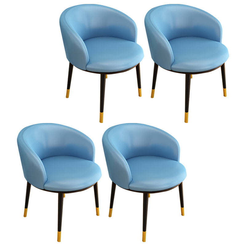 Glam Metal Dining Armless Chair Upholstered Dining Side Chair for Restaurant Light Blue 4 Piece Set Clearhalo ' kitchen&dining_furn' 'Dining Chairs' 'Dining Tables & Seating' 'dining_chair' 'furn' 'furn_dining_chair' 'Furniture' 'furniture_dining_chair' 'Kitchen & Dining Furniture' 'kitchen' 4118564