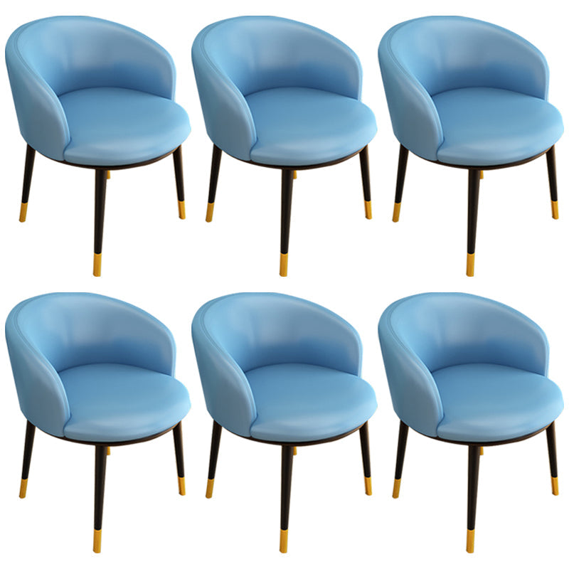 Glam Metal Dining Armless Chair Upholstered Dining Side Chair for Restaurant Light Blue 6 Piece Set Clearhalo ' kitchen&dining_furn' 'Dining Chairs' 'Dining Tables & Seating' 'dining_chair' 'furn' 'furn_dining_chair' 'Furniture' 'furniture_dining_chair' 'Kitchen & Dining Furniture' 'kitchen' 4118565