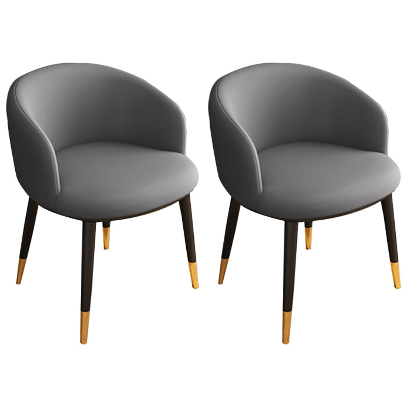 Glam Metal Dining Armless Chair Upholstered Dining Side Chair for Restaurant Dark Gray 2 Piece Set Clearhalo ' kitchen&dining_furn' 'Dining Chairs' 'Dining Tables & Seating' 'dining_chair' 'furn' 'furn_dining_chair' 'Furniture' 'furniture_dining_chair' 'Kitchen & Dining Furniture' 'kitchen' 4118566