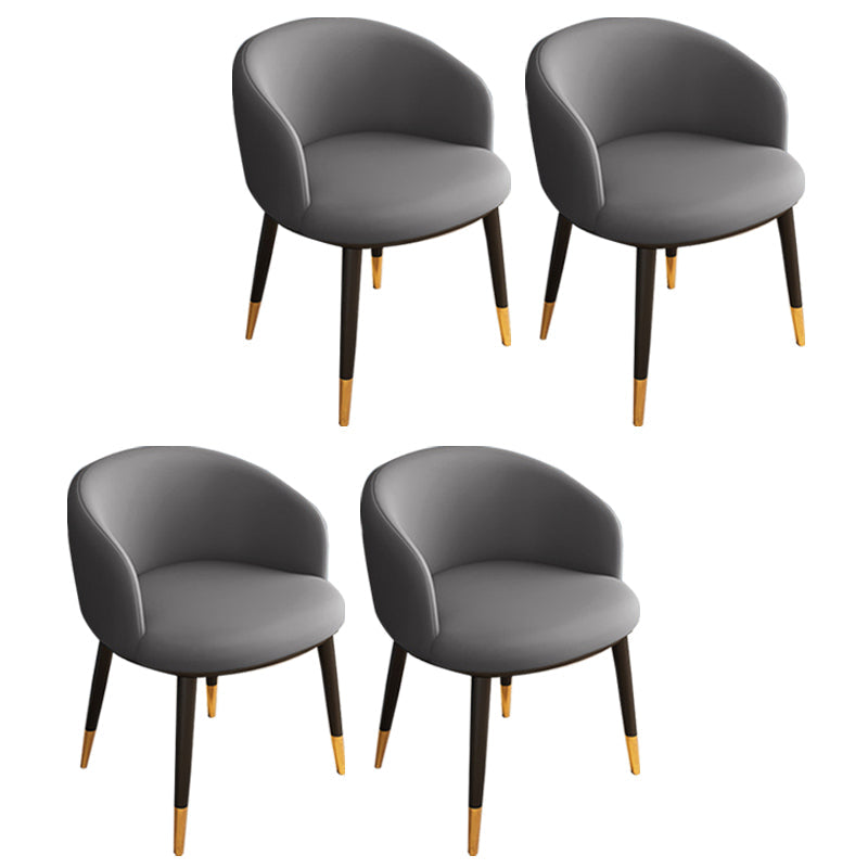 Glam Metal Dining Armless Chair Upholstered Dining Side Chair for Restaurant Dark Gray 4 Piece Set Clearhalo ' kitchen&dining_furn' 'Dining Chairs' 'Dining Tables & Seating' 'dining_chair' 'furn' 'furn_dining_chair' 'Furniture' 'furniture_dining_chair' 'Kitchen & Dining Furniture' 'kitchen' 4118567