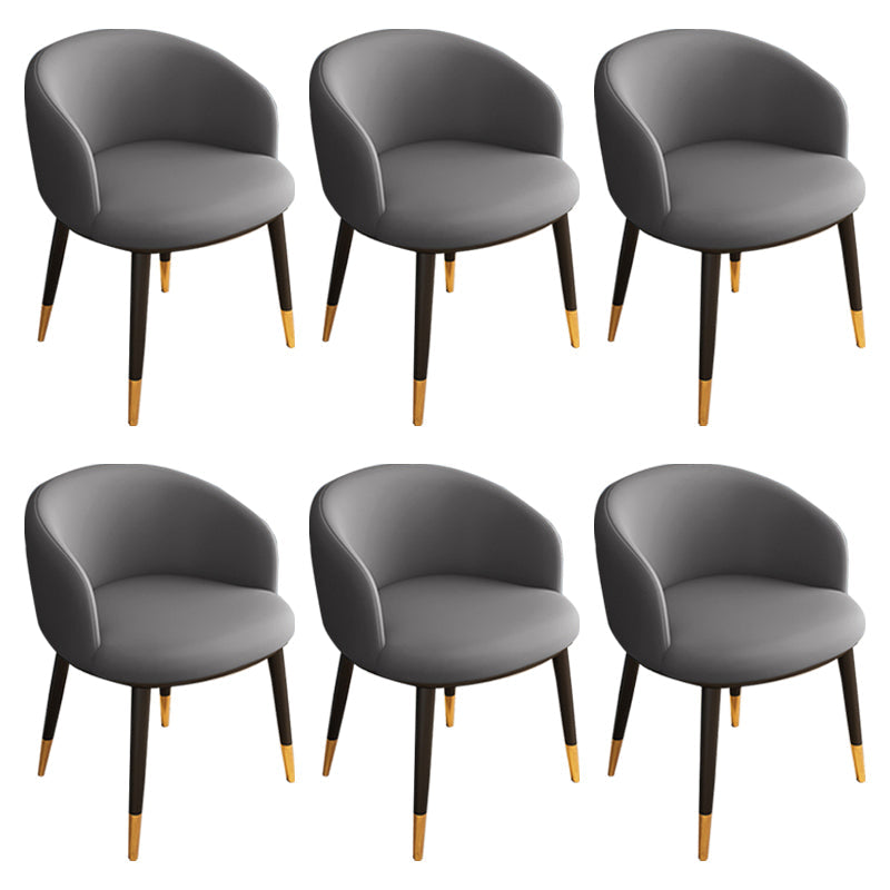 Glam Metal Dining Armless Chair Upholstered Dining Side Chair for Restaurant Dark Gray 6 Piece Set Clearhalo ' kitchen&dining_furn' 'Dining Chairs' 'Dining Tables & Seating' 'dining_chair' 'furn' 'furn_dining_chair' 'Furniture' 'furniture_dining_chair' 'Kitchen & Dining Furniture' 'kitchen' 4118568