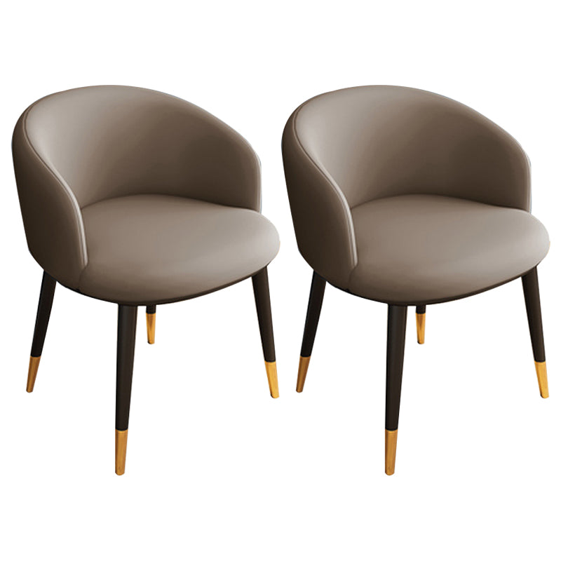 Glam Metal Dining Armless Chair Upholstered Dining Side Chair for Restaurant Khaki 2 Piece Set Clearhalo ' kitchen&dining_furn' 'Dining Chairs' 'Dining Tables & Seating' 'dining_chair' 'furn' 'furn_dining_chair' 'Furniture' 'furniture_dining_chair' 'Kitchen & Dining Furniture' 'kitchen' 4118569