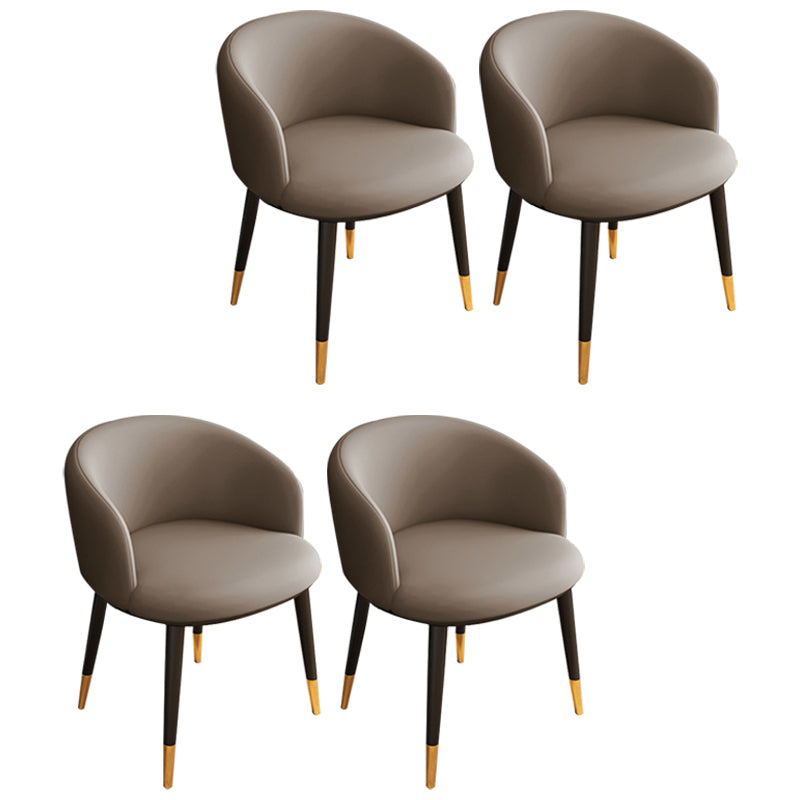 Glam Metal Dining Armless Chair Upholstered Dining Side Chair for Restaurant Khaki 4 Piece Set Clearhalo ' kitchen&dining_furn' 'Dining Chairs' 'Dining Tables & Seating' 'dining_chair' 'furn' 'furn_dining_chair' 'Furniture' 'furniture_dining_chair' 'Kitchen & Dining Furniture' 'kitchen' 4118570