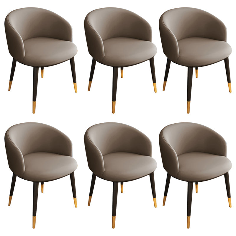 Glam Metal Dining Armless Chair Upholstered Dining Side Chair for Restaurant Khaki 6 Piece Set Clearhalo ' kitchen&dining_furn' 'Dining Chairs' 'Dining Tables & Seating' 'dining_chair' 'furn' 'furn_dining_chair' 'Furniture' 'furniture_dining_chair' 'Kitchen & Dining Furniture' 'kitchen' 4118571