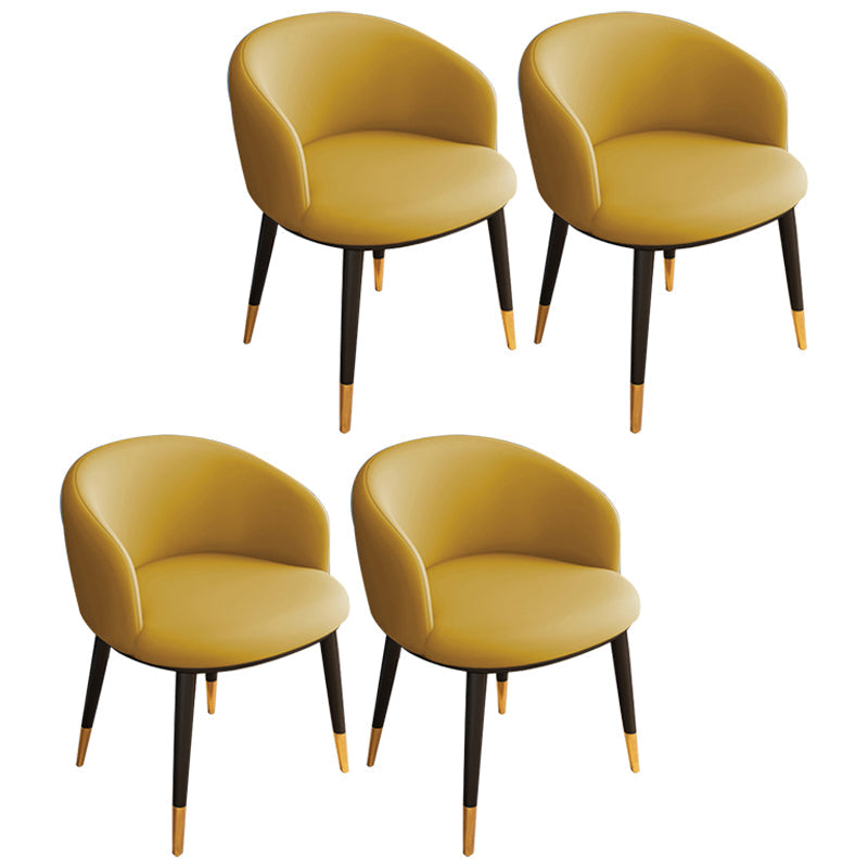 Glam Metal Dining Armless Chair Upholstered Dining Side Chair for Restaurant Yellow 4 Piece Set Clearhalo ' kitchen&dining_furn' 'Dining Chairs' 'Dining Tables & Seating' 'dining_chair' 'furn' 'furn_dining_chair' 'Furniture' 'furniture_dining_chair' 'Kitchen & Dining Furniture' 'kitchen' 4118573