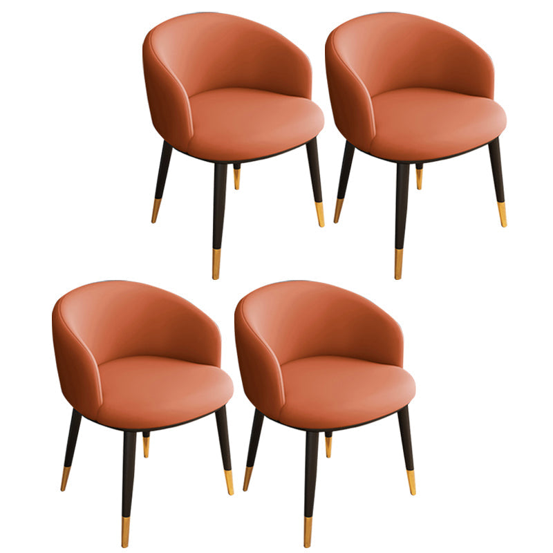 Glam Metal Dining Armless Chair Upholstered Dining Side Chair for Restaurant Orange 4 Piece Set Clearhalo ' kitchen&dining_furn' 'Dining Chairs' 'Dining Tables & Seating' 'dining_chair' 'furn' 'furn_dining_chair' 'Furniture' 'furniture_dining_chair' 'Kitchen & Dining Furniture' 'kitchen' 4118576