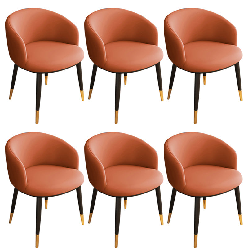 Glam Metal Dining Armless Chair Upholstered Dining Side Chair for Restaurant Orange 6 Piece Set Clearhalo ' kitchen&dining_furn' 'Dining Chairs' 'Dining Tables & Seating' 'dining_chair' 'furn' 'furn_dining_chair' 'Furniture' 'furniture_dining_chair' 'Kitchen & Dining Furniture' 'kitchen' 4118577