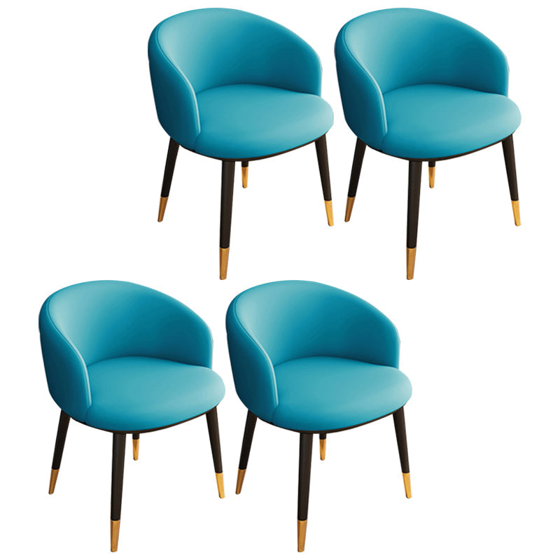 Glam Metal Dining Armless Chair Upholstered Dining Side Chair for Restaurant Blue 4 Piece Set Clearhalo ' kitchen&dining_furn' 'Dining Chairs' 'Dining Tables & Seating' 'dining_chair' 'furn' 'furn_dining_chair' 'Furniture' 'furniture_dining_chair' 'Kitchen & Dining Furniture' 'kitchen' 4118579
