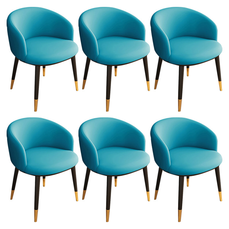 Glam Metal Dining Armless Chair Upholstered Dining Side Chair for Restaurant Blue 6 Piece Set Clearhalo ' kitchen&dining_furn' 'Dining Chairs' 'Dining Tables & Seating' 'dining_chair' 'furn' 'furn_dining_chair' 'Furniture' 'furniture_dining_chair' 'Kitchen & Dining Furniture' 'kitchen' 4118580