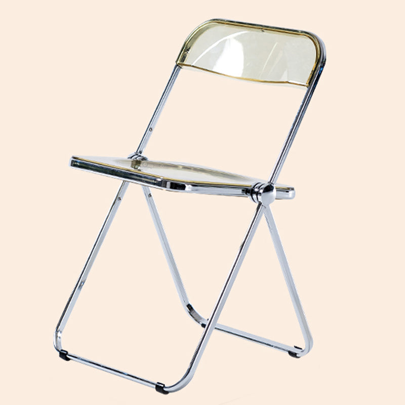 Single Foldable Armless Dining Chairs Open Back Dining Side Chair with Metal Legs Yellow Clearhalo ' kitchen&dining_furn' 'Dining Chairs' 'Dining Tables & Seating' 'dining_chair' 'furn' 'furn_dining_chair' 'Furniture' 'furniture_dining_chair' 'Kitchen & Dining Furniture' 'kitchen' 4118596