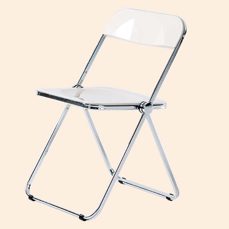 Single Foldable Armless Dining Chairs Open Back Dining Side Chair with Metal Legs Off-White Clearhalo ' kitchen&dining_furn' 'Dining Chairs' 'Dining Tables & Seating' 'dining_chair' 'furn' 'furn_dining_chair' 'Furniture' 'furniture_dining_chair' 'Kitchen & Dining Furniture' 'kitchen' 4118599