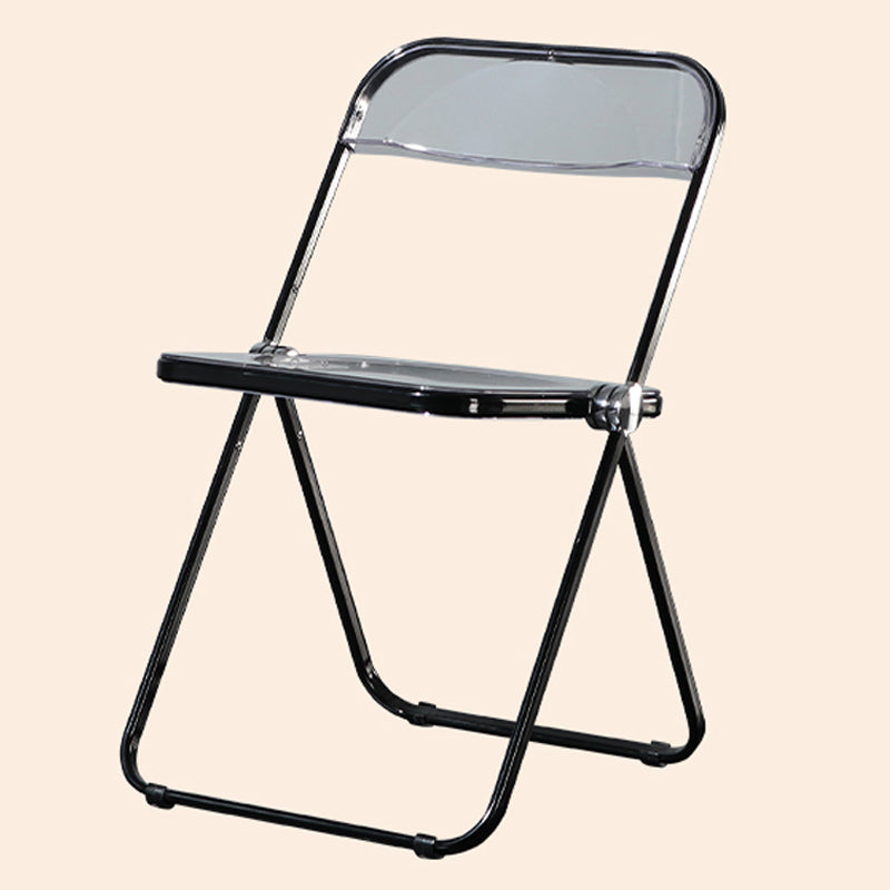 Single Foldable Armless Dining Chairs Open Back Dining Side Chair with Metal Legs Black Clear Clearhalo ' kitchen&dining_furn' 'Dining Chairs' 'Dining Tables & Seating' 'dining_chair' 'furn' 'furn_dining_chair' 'Furniture' 'furniture_dining_chair' 'Kitchen & Dining Furniture' 'kitchen' 4118602