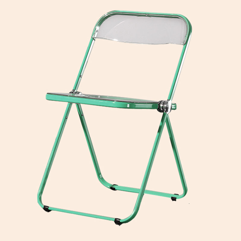 Single Foldable Armless Dining Chairs Open Back Dining Side Chair with Metal Legs Light Blue-Clear Clearhalo ' kitchen&dining_furn' 'Dining Chairs' 'Dining Tables & Seating' 'dining_chair' 'furn' 'furn_dining_chair' 'Furniture' 'furniture_dining_chair' 'Kitchen & Dining Furniture' 'kitchen' 4118604