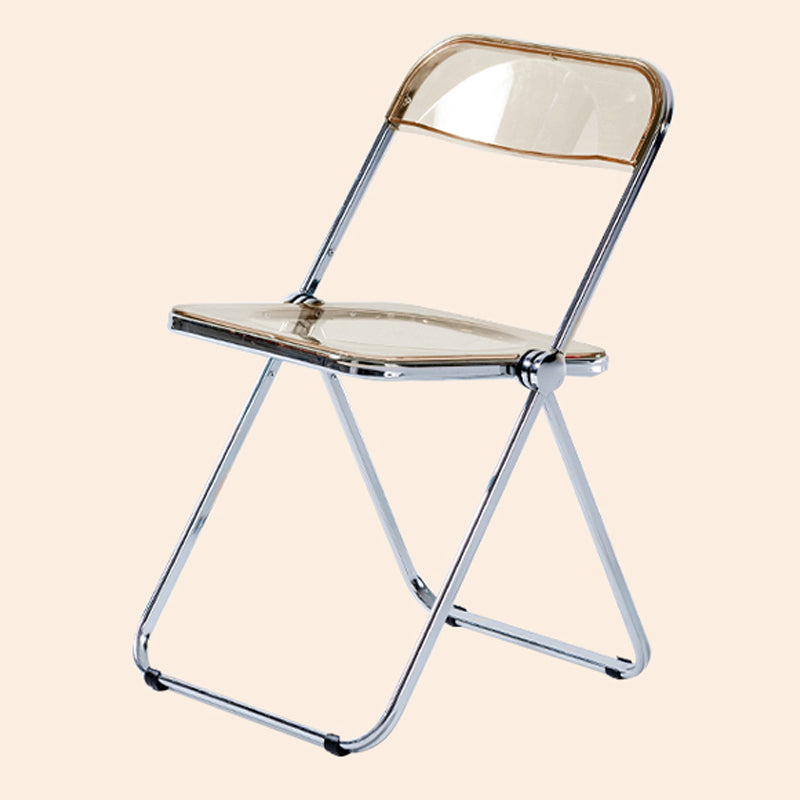 Single Foldable Armless Dining Chairs Open Back Dining Side Chair with Metal Legs Amber Clearhalo ' kitchen&dining_furn' 'Dining Chairs' 'Dining Tables & Seating' 'dining_chair' 'furn' 'furn_dining_chair' 'Furniture' 'furniture_dining_chair' 'Kitchen & Dining Furniture' 'kitchen' 4118607