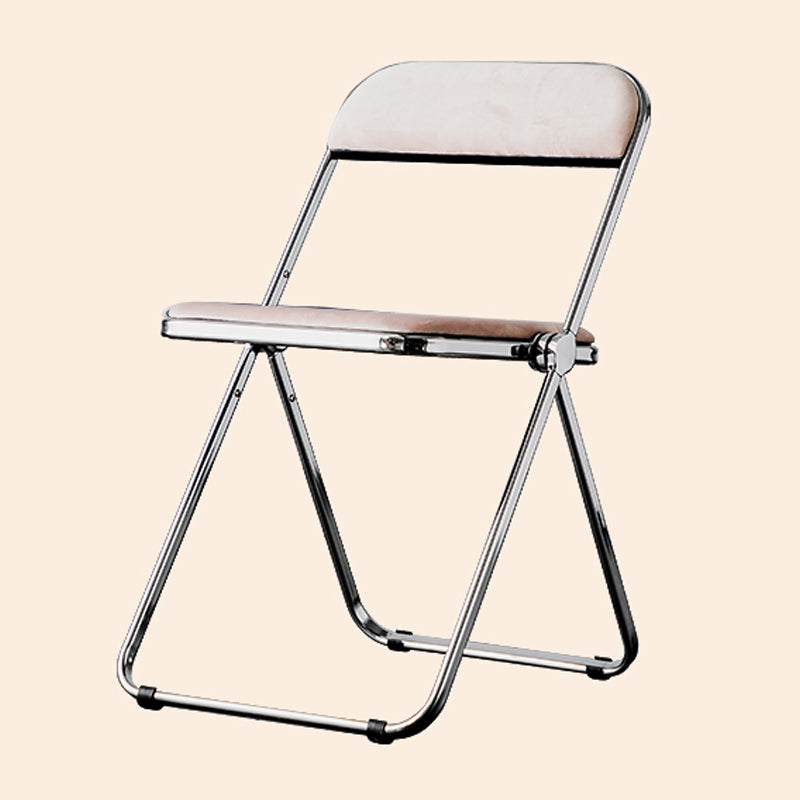 Single Foldable Armless Dining Chairs Open Back Dining Side Chair with Metal Legs Pink Clearhalo ' kitchen&dining_furn' 'Dining Chairs' 'Dining Tables & Seating' 'dining_chair' 'furn' 'furn_dining_chair' 'Furniture' 'furniture_dining_chair' 'Kitchen & Dining Furniture' 'kitchen' 4118608