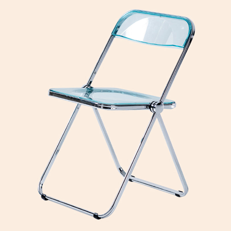 Single Foldable Armless Dining Chairs Open Back Dining Side Chair with Metal Legs Light Green Clearhalo ' kitchen&dining_furn' 'Dining Chairs' 'Dining Tables & Seating' 'dining_chair' 'furn' 'furn_dining_chair' 'Furniture' 'furniture_dining_chair' 'Kitchen & Dining Furniture' 'kitchen' 4118609