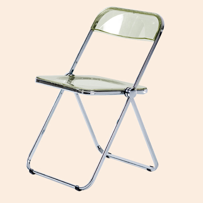 Single Foldable Armless Dining Chairs Open Back Dining Side Chair with Metal Legs Green Clearhalo ' kitchen&dining_furn' 'Dining Chairs' 'Dining Tables & Seating' 'dining_chair' 'furn' 'furn_dining_chair' 'Furniture' 'furniture_dining_chair' 'Kitchen & Dining Furniture' 'kitchen' 4118610