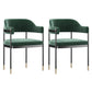 Indoor Modern Style Arm Chair Open Back Metal Upholstered Dining Room Chair (Set of 2) Blackish Green Clearhalo ' kitchen&dining_furn' 'Dining Chairs' 'Dining Tables & Seating' 'dining_chair' 'furn' 'furn_dining_chair' 'Furniture' 'furniture_dining_chair' 'Kitchen & Dining Furniture' 'kitchen' 4118615