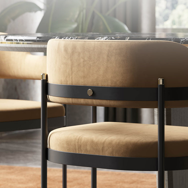 Indoor Modern Style Arm Chair Open Back Metal Upholstered Dining Room Chair (Set of 2) Clearhalo ' kitchen&dining_furn' 'Dining Chairs' 'Dining Tables & Seating' 'dining_chair' 'furn' 'furn_dining_chair' 'Furniture' 'furniture_dining_chair' 'Kitchen & Dining Furniture' 'kitchen' 4118619