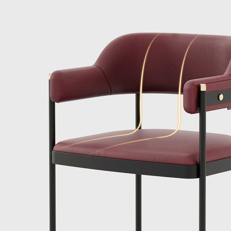 Indoor Modern Style Arm Chair Open Back Metal Upholstered Dining Room Chair (Set of 2) Clearhalo ' kitchen&dining_furn' 'Dining Chairs' 'Dining Tables & Seating' 'dining_chair' 'furn' 'furn_dining_chair' 'Furniture' 'furniture_dining_chair' 'Kitchen & Dining Furniture' 'kitchen' 4118624