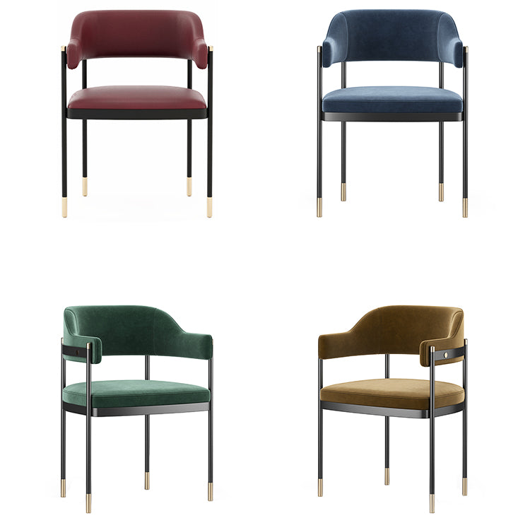 Indoor Modern Style Arm Chair Open Back Metal Upholstered Dining Room Chair (Set of 2) Clearhalo ' kitchen&dining_furn' 'Dining Chairs' 'Dining Tables & Seating' 'dining_chair' 'furn' 'furn_dining_chair' 'Furniture' 'furniture_dining_chair' 'Kitchen & Dining Furniture' 'kitchen' 4118626