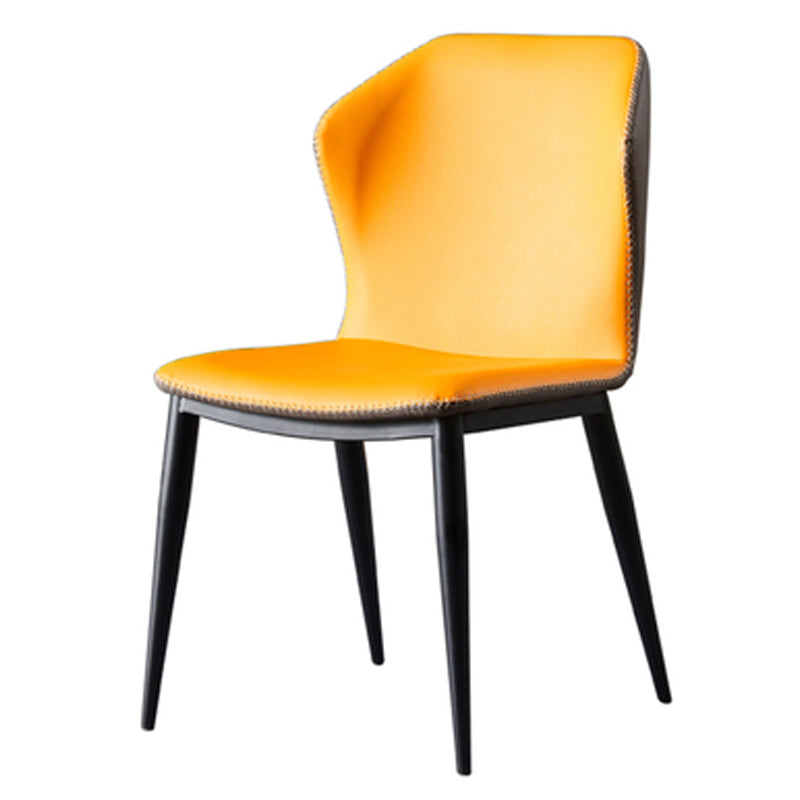 Industrial Home Side Chair Wingback Upholstered Metal Dining Room Chair Yellow 1 Piece Clearhalo ' kitchen&dining_furn' 'Dining Chairs' 'Dining Tables & Seating' 'dining_chair' 'furn' 'furn_dining_chair' 'Furniture' 'furniture_dining_chair' 'Kitchen & Dining Furniture' 'kitchen' 4118634