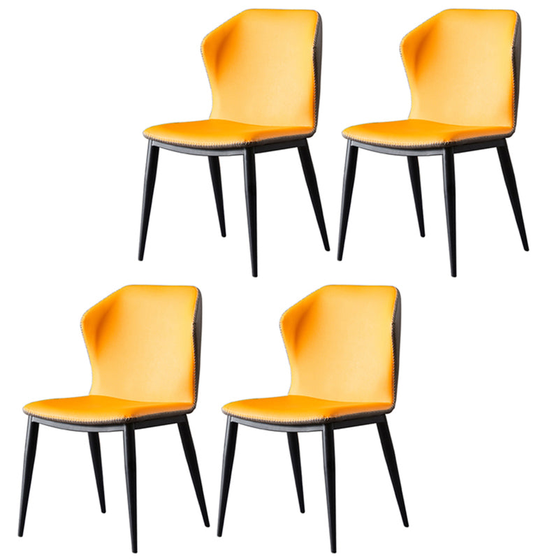 Industrial Home Side Chair Wingback Upholstered Metal Dining Room Chair Yellow 4 Piece Set Clearhalo ' kitchen&dining_furn' 'Dining Chairs' 'Dining Tables & Seating' 'dining_chair' 'furn' 'furn_dining_chair' 'Furniture' 'furniture_dining_chair' 'Kitchen & Dining Furniture' 'kitchen' 4118638