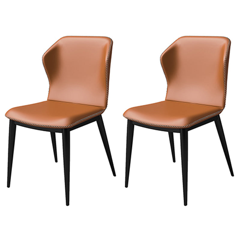 Industrial Home Side Chair Wingback Upholstered Metal Dining Room Chair Orange 2 Piece Set Clearhalo ' kitchen&dining_furn' 'Dining Chairs' 'Dining Tables & Seating' 'dining_chair' 'furn' 'furn_dining_chair' 'Furniture' 'furniture_dining_chair' 'Kitchen & Dining Furniture' 'kitchen' 4118648