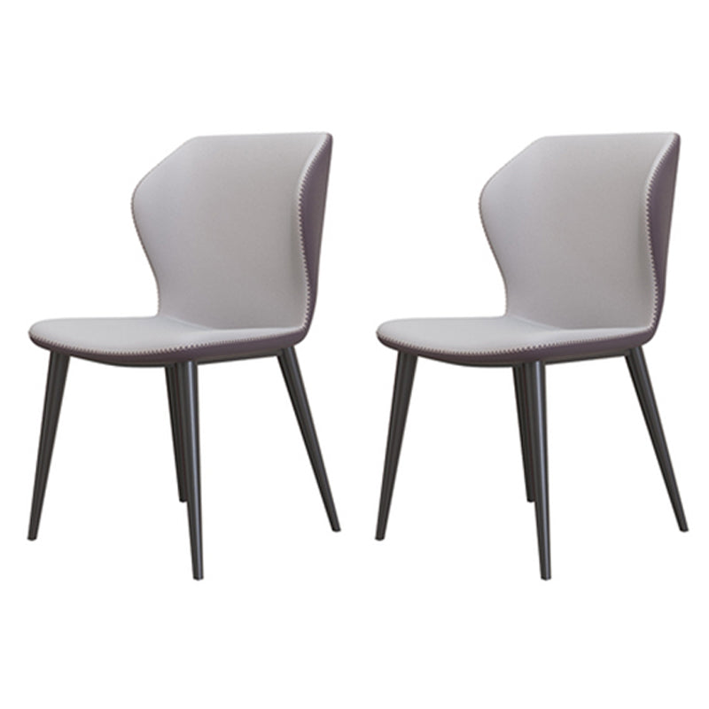 Industrial Home Side Chair Wingback Upholstered Metal Dining Room Chair Light Gray 2 Piece Set Clearhalo ' kitchen&dining_furn' 'Dining Chairs' 'Dining Tables & Seating' 'dining_chair' 'furn' 'furn_dining_chair' 'Furniture' 'furniture_dining_chair' 'Kitchen & Dining Furniture' 'kitchen' 4118651