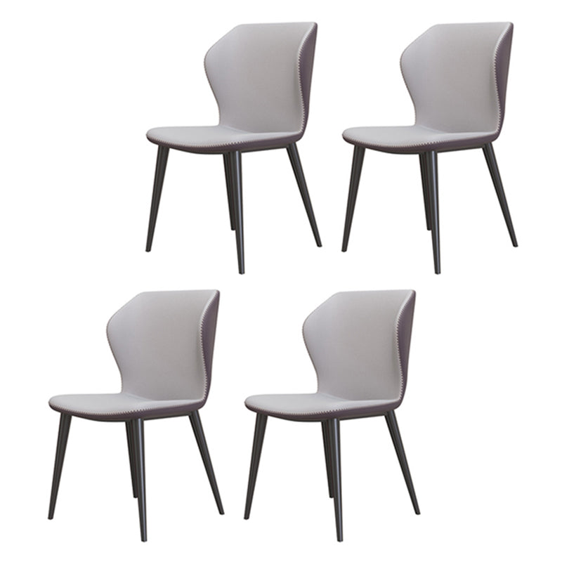 Industrial Home Side Chair Wingback Upholstered Metal Dining Room Chair Light Gray 4 Piece Set Clearhalo ' kitchen&dining_furn' 'Dining Chairs' 'Dining Tables & Seating' 'dining_chair' 'furn' 'furn_dining_chair' 'Furniture' 'furniture_dining_chair' 'Kitchen & Dining Furniture' 'kitchen' 4118652
