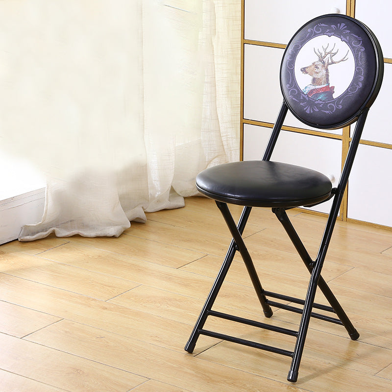 Industrial Upholstered Open Back Chair Matte Finish Folding Dining Chair Black-Purple 1 Piece Clearhalo ' kitchen&dining_furn' 'Dining Chairs' 'Dining Tables & Seating' 'dining_chair' 'furn' 'furn_dining_chair' 'Furniture' 'furniture_dining_chair' 'Kitchen & Dining Furniture' 'kitchen' 4118674