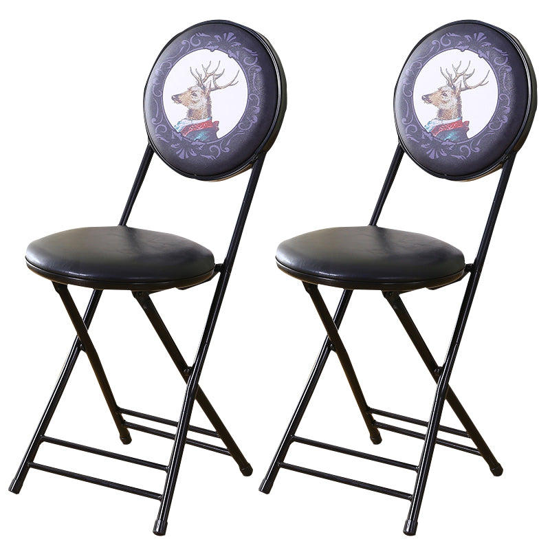 Industrial Upholstered Open Back Chair Matte Finish Folding Dining Chair Black-Purple 2 Piece Set Clearhalo ' kitchen&dining_furn' 'Dining Chairs' 'Dining Tables & Seating' 'dining_chair' 'furn' 'furn_dining_chair' 'Furniture' 'furniture_dining_chair' 'Kitchen & Dining Furniture' 'kitchen' 4118675