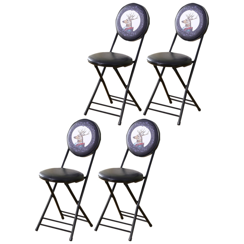 Industrial Upholstered Open Back Chair Matte Finish Folding Dining Chair Black-Purple 4 Piece Set Clearhalo ' kitchen&dining_furn' 'Dining Chairs' 'Dining Tables & Seating' 'dining_chair' 'furn' 'furn_dining_chair' 'Furniture' 'furniture_dining_chair' 'Kitchen & Dining Furniture' 'kitchen' 4118676