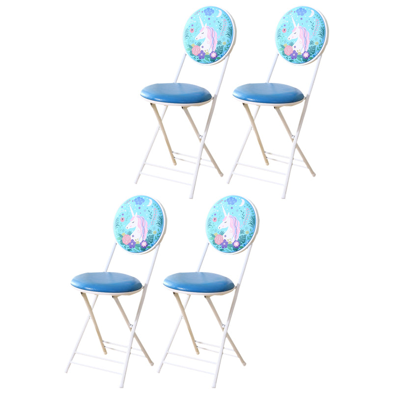 Industrial Upholstered Open Back Chair Matte Finish Folding Dining Chair Sky Blue 4 Piece Set Clearhalo ' kitchen&dining_furn' 'Dining Chairs' 'Dining Tables & Seating' 'dining_chair' 'furn' 'furn_dining_chair' 'Furniture' 'furniture_dining_chair' 'Kitchen & Dining Furniture' 'kitchen' 4118682