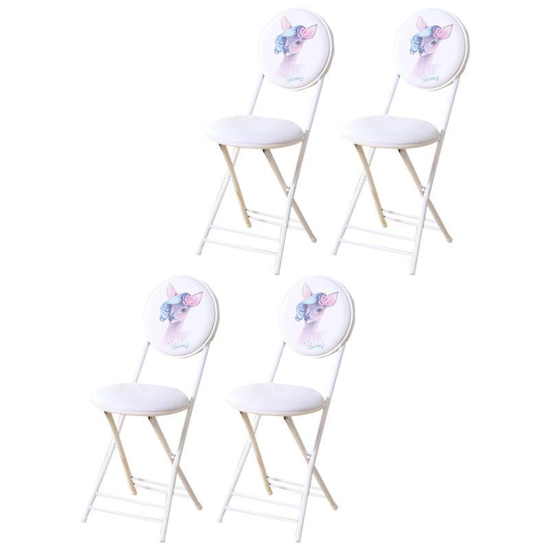 Industrial Upholstered Open Back Chair Matte Finish Folding Dining Chair Ivory 4 Piece Set Clearhalo ' kitchen&dining_furn' 'Dining Chairs' 'Dining Tables & Seating' 'dining_chair' 'furn' 'furn_dining_chair' 'Furniture' 'furniture_dining_chair' 'Kitchen & Dining Furniture' 'kitchen' 4118703