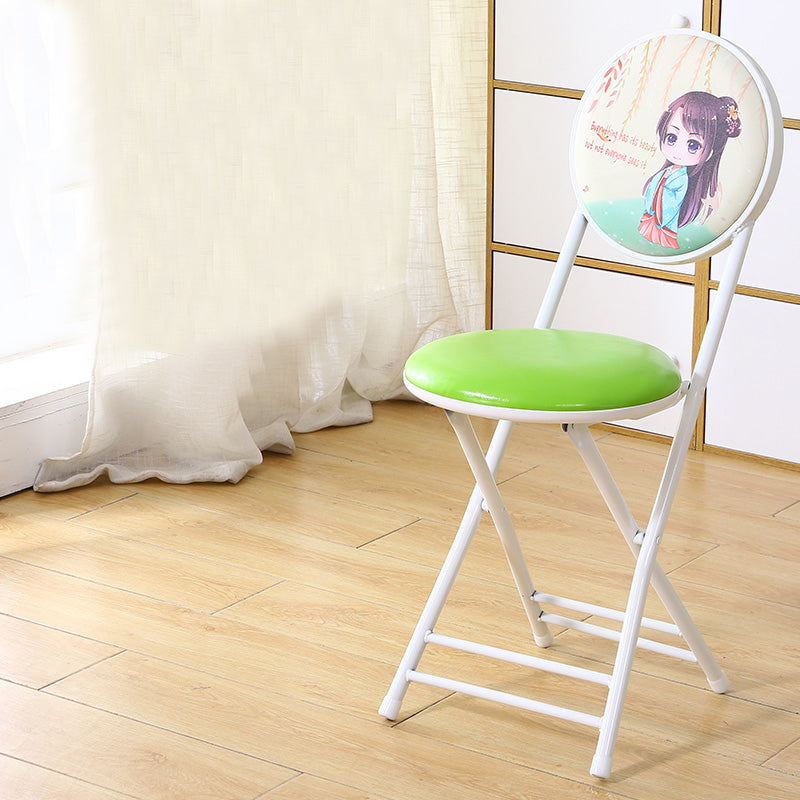 Industrial Upholstered Open Back Chair Matte Finish Folding Dining Chair White-Green 1 Piece Clearhalo ' kitchen&dining_furn' 'Dining Chairs' 'Dining Tables & Seating' 'dining_chair' 'furn' 'furn_dining_chair' 'Furniture' 'furniture_dining_chair' 'Kitchen & Dining Furniture' 'kitchen' 4118707