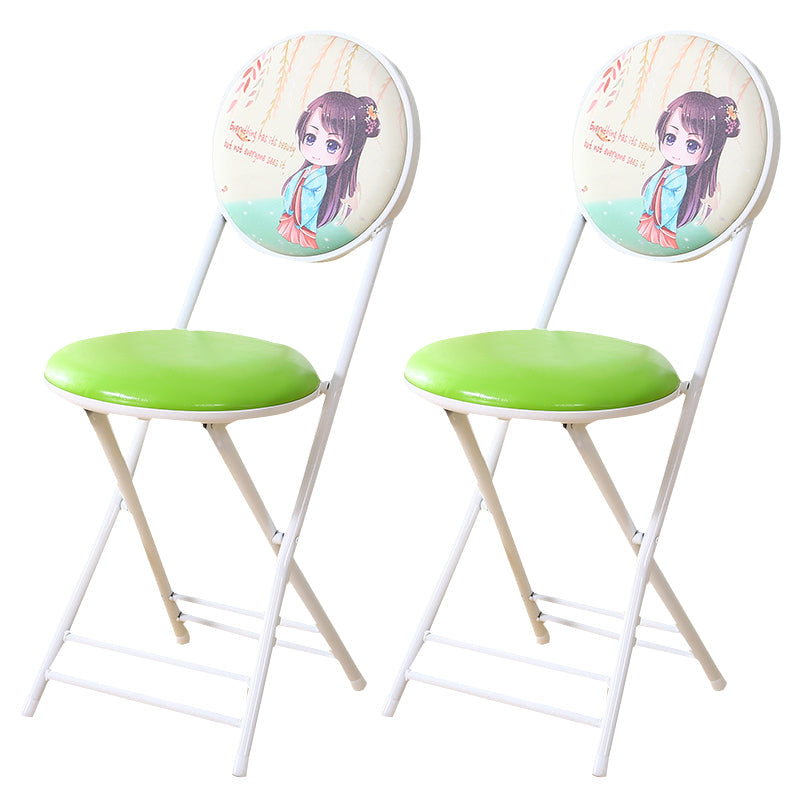 Industrial Upholstered Open Back Chair Matte Finish Folding Dining Chair White-Green 2 Piece Set Clearhalo ' kitchen&dining_furn' 'Dining Chairs' 'Dining Tables & Seating' 'dining_chair' 'furn' 'furn_dining_chair' 'Furniture' 'furniture_dining_chair' 'Kitchen & Dining Furniture' 'kitchen' 4118708