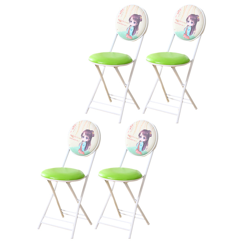 Industrial Upholstered Open Back Chair Matte Finish Folding Dining Chair White-Green 4 Piece Set Clearhalo ' kitchen&dining_furn' 'Dining Chairs' 'Dining Tables & Seating' 'dining_chair' 'furn' 'furn_dining_chair' 'Furniture' 'furniture_dining_chair' 'Kitchen & Dining Furniture' 'kitchen' 4118709