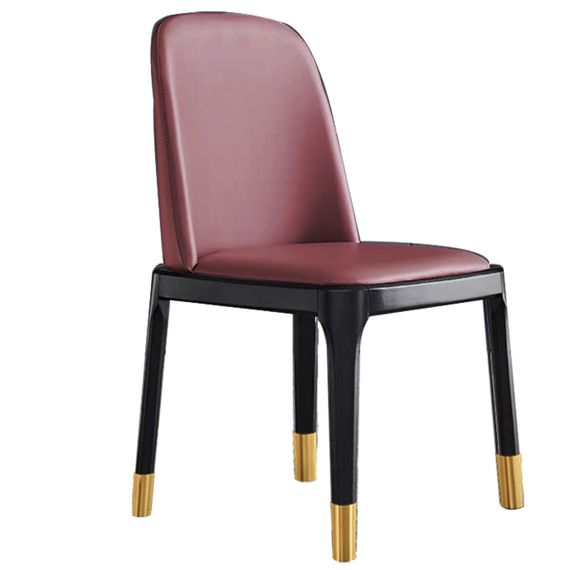Glam Style Wooden Dining Chair Dining Armless Single Chair for Kitchen Burgundy Brass Gold Clearhalo ' kitchen&dining_furn' 'Dining Chairs' 'Dining Tables & Seating' 'dining_chair' 'furn' 'furn_dining_chair' 'Furniture' 'furniture_dining_chair' 'Kitchen & Dining Furniture' 'kitchen' 4118739