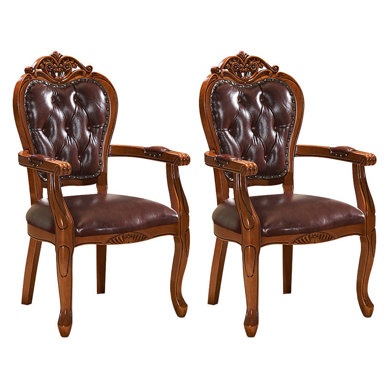 Scandinavian Style Rubberwood Chair Kitchen Open Back Arm Chairs (Set of 2) Black-Brown Clearhalo ' kitchen&dining_furn' 'Dining Chairs' 'Dining Tables & Seating' 'dining_chair' 'furn' 'furn_dining_chair' 'Furniture' 'furniture_dining_chair' 'Kitchen & Dining Furniture' 'kitchen' 4118752