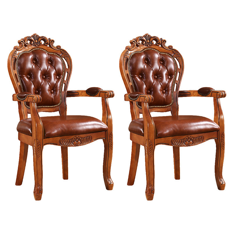 Scandinavian Style Rubberwood Chair Kitchen Open Back Arm Chairs (Set of 2) Tan Clearhalo ' kitchen&dining_furn' 'Dining Chairs' 'Dining Tables & Seating' 'dining_chair' 'furn' 'furn_dining_chair' 'Furniture' 'furniture_dining_chair' 'Kitchen & Dining Furniture' 'kitchen' 4118753