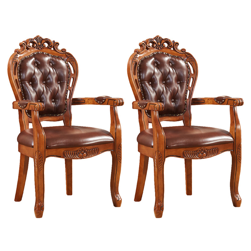 Scandinavian Style Rubberwood Chair Kitchen Open Back Arm Chairs (Set of 2) Light Brown Clearhalo ' kitchen&dining_furn' 'Dining Chairs' 'Dining Tables & Seating' 'dining_chair' 'furn' 'furn_dining_chair' 'Furniture' 'furniture_dining_chair' 'Kitchen & Dining Furniture' 'kitchen' 4118757