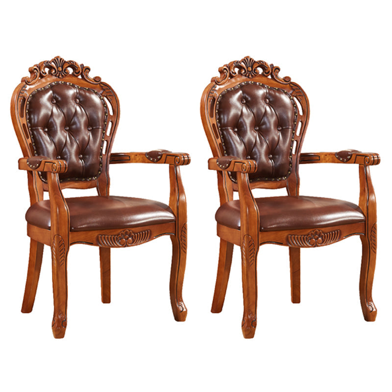 Scandinavian Style Rubberwood Chair Kitchen Open Back Arm Chairs (Set of 2) Brown Clearhalo ' kitchen&dining_furn' 'Dining Chairs' 'Dining Tables & Seating' 'dining_chair' 'furn' 'furn_dining_chair' 'Furniture' 'furniture_dining_chair' 'Kitchen & Dining Furniture' 'kitchen' 4118763
