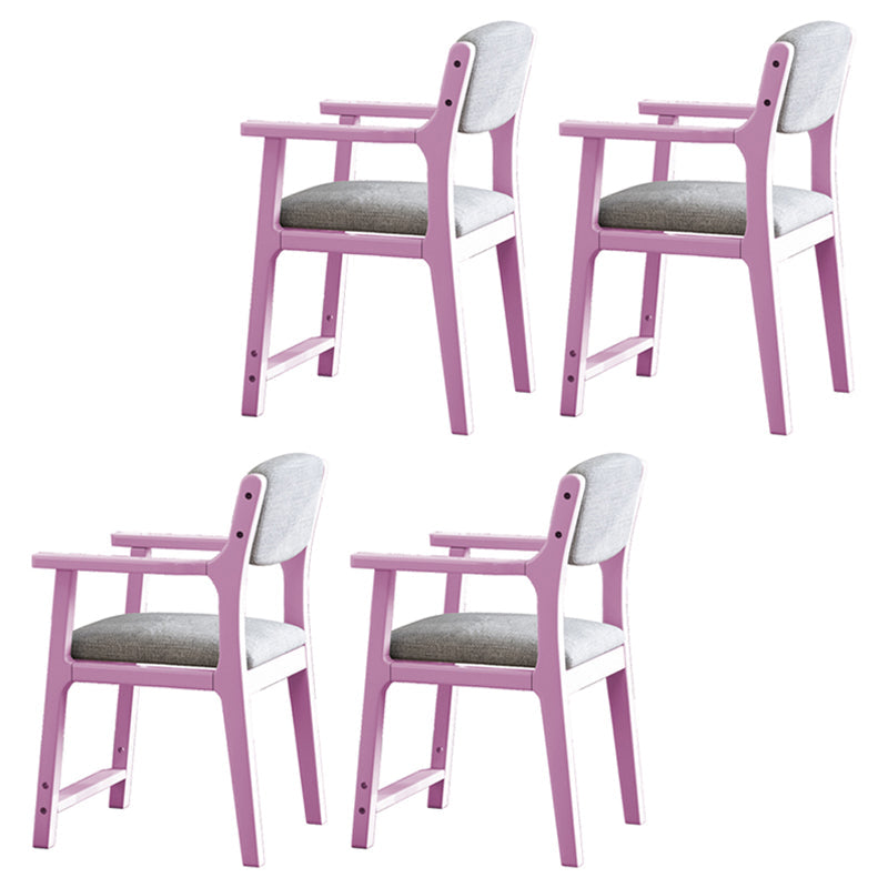 Contemporary Style Wooden Dining Chair Open Back Dining Arm Chairs for Kitchen Pink 4 Piece Set Clearhalo ' kitchen&dining_furn' 'Dining Chairs' 'Dining Tables & Seating' 'dining_chair' 'furn' 'furn_dining_chair' 'Furniture' 'furniture_dining_chair' 'Kitchen & Dining Furniture' 'kitchen' 4118772
