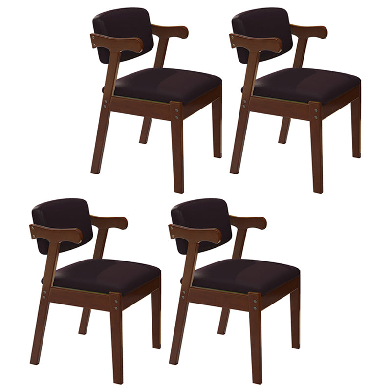 Contemporary Style Wooden Dining Chairs Open Back Dining Arm Chairs for Kitchen Dark Brown 4 Piece Set Clearhalo ' kitchen&dining_furn' 'Dining Chairs' 'Dining Tables & Seating' 'dining_chair' 'furn' 'furn_dining_chair' 'Furniture' 'furniture_dining_chair' 'Kitchen & Dining Furniture' 'kitchen' 4118811